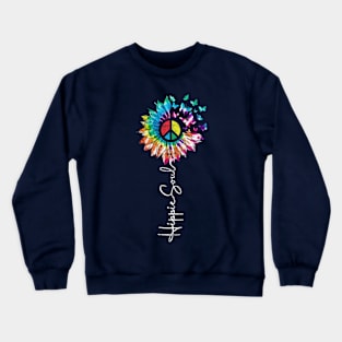 Hippie Soul Sunflower - PEACE SIGN LOVE 60s 70s Tie Dye Distressed Crewneck Sweatshirt